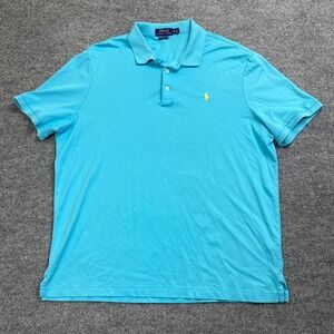 Polo‎ Ralph Lauren Classic Fit Light Blue Polo Men's Size XL Yellow Pony